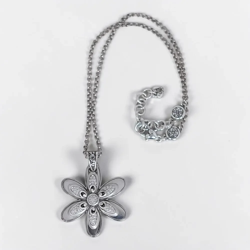 Brighton Dazzle Bloom Twin Daisy Pendant Necklace Crystal Floral Garden Retired - Picture 3 of 6